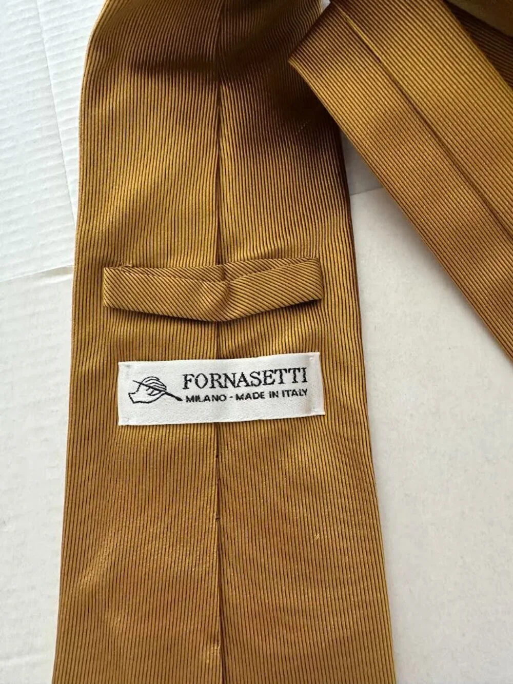 Vintage Fornasetti Milano Gold Silk Necktie Surrealist Pansy Eye Made in Italy